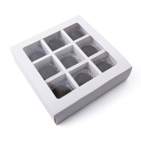 Folding box under 9 sweets, white, 13.8 x 13.8 x 3.8 cm-2