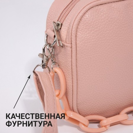 Bag Women's Cross-Bodi with a zipper, pink color-3