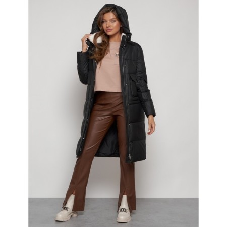 Coat insulated winter female, size 40, black color-21