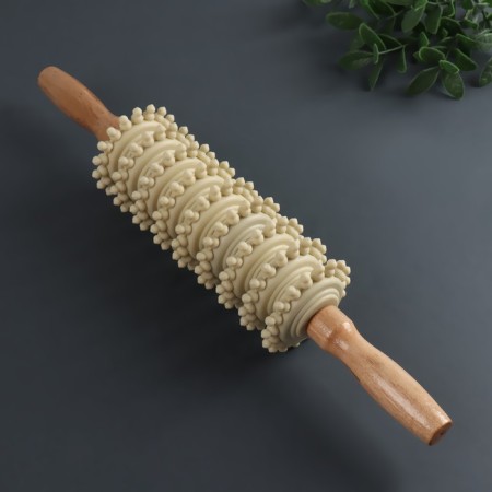 Massage "Skating", universal, 38 × 7 cm, 9 wheels, wooden-2