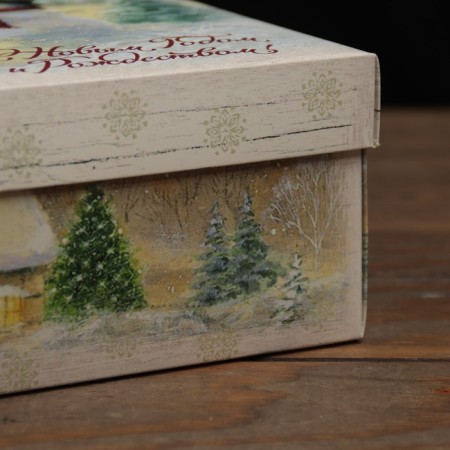 The box is folding, the lid is, "Happy New Year and Merry Christmas" 30 x 20 x 9 cm-2