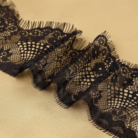 Lace cilia, 90 mm × 9 ± 0.5 m, in Bobin 3 pcs 3 m, black color-4