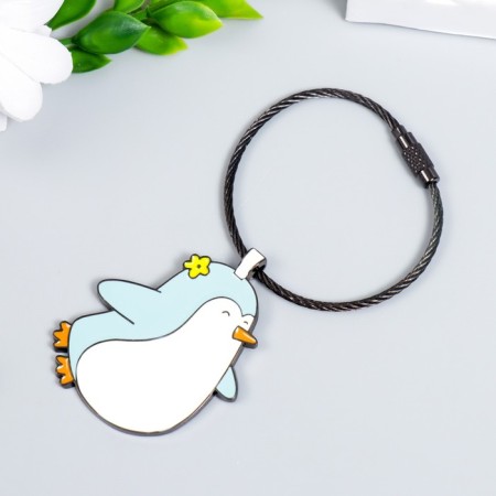 Browler Metal on the cable "Penguin with Flower" Emal 9.7 cm-2