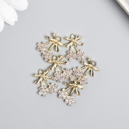 Decor for creativity metal, rhinestones "bow-flowers" gold 1.5x2 cm-1