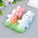 Decor "Zaychat in sprinkling with carrots and grass" set pink, blue 12 cm