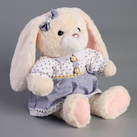Soft toy "Little Friend", bunny in a lilac dress-3