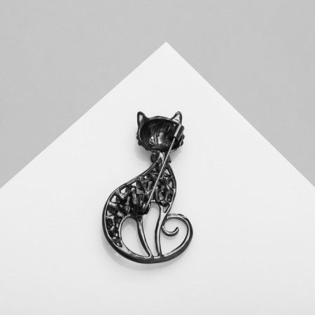 Brooch "Cat" is graceful, black color-1