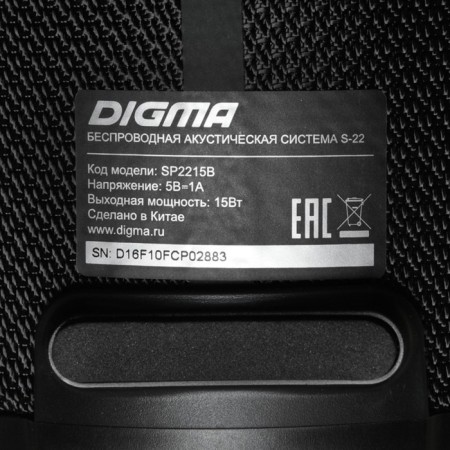 Column port. Digma S-22 Black 15W 1.0 BT 1500MAH (SP2215B)-8