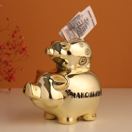 Pigger Ceramics "Pig - Except" Gold 12.5x8x14 cm-2