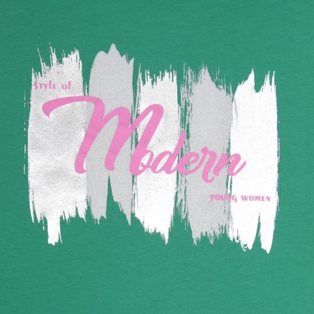 Female T-shirt, dark green color, ONE SIZE (42-46)-7