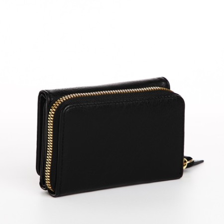 Women's wallet on the button, black color-1