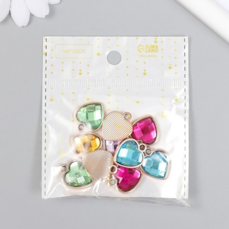 Decor for creativity Plastic for metal "Heart. Rhil" mix 1.6x2 cm-3