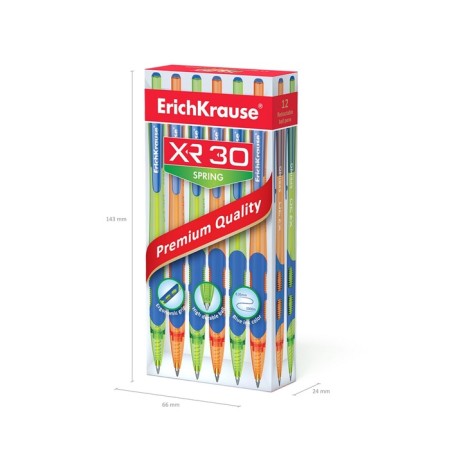 Handle Automatic Handle XR-30 Spring, node 0.7 mm, blue ink, rubber emphasis, letter line 1000 meters, mix-7