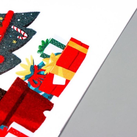 Sticking plastic interior color "Christmas tree and Santa Claus on the plane" 20x30 cm-2