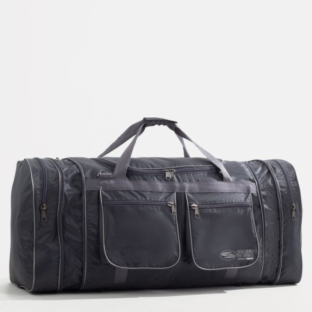 Road bag on a zipper, with an increase, 4 outer pockets, a long belt, the color is gray-2