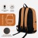 School backpack from textiles on lightning, Fulldorn, 3 pockets, color light brown