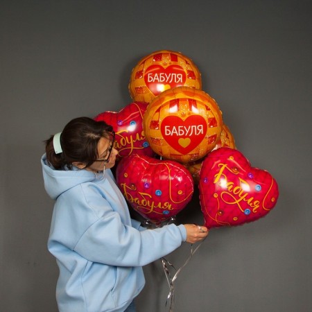 Foil ball 18 "Granny", heart, red, 1 pc. In the pack.-1
