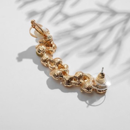 Earring "Kaff" rhinestones with rhinestones, white color in gold-2