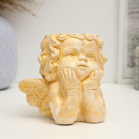 Figure pot "Dreaming Angel" 12x8x12cm, gilding-1