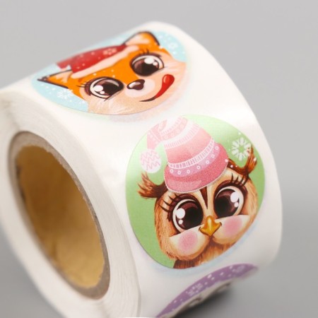 New Year Stick Paper "Santa Claus and Forest Beasts" d = 2.5 cm 252 pcs in roll-3
