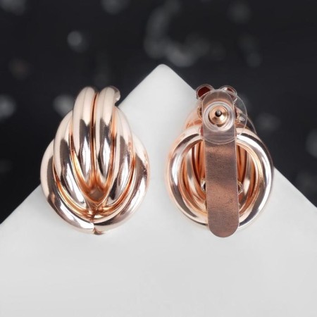 Earrings Metal "Geometry" depth, color pink gold-2