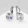 Earrings "Zirconium" mini, square, white color in silver
