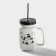 Ceramic mug with a metal lid and panda tube, 420 ml, MIX drawing