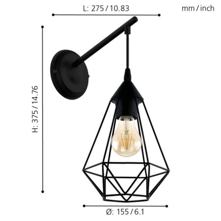 Bra Tarbes, 1x60W, E27, Steel, Black-3