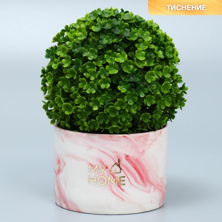 Ceramic pot with embossing, Kashpo "My Home", 8 x 5.5 cm-1