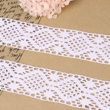 Knitted lace, 65 mm × 10 ± 1 m, white color-1