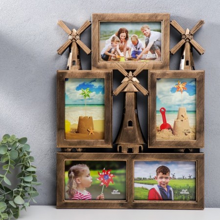 Photo frame plastic in 5 photos 10x15 cm "mills" Dark gold 45x34 cm