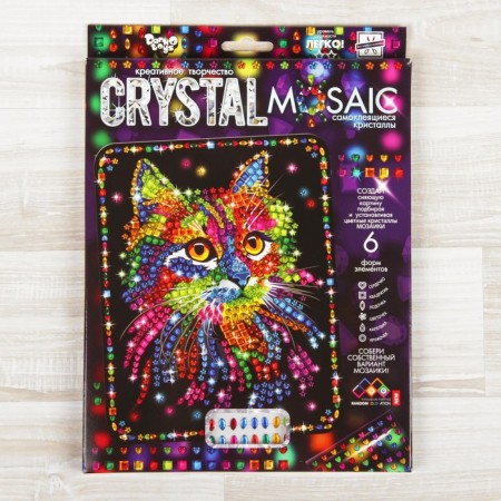 The set for creating the mosaic "Cat" Crystal Mosaic, against a dark background