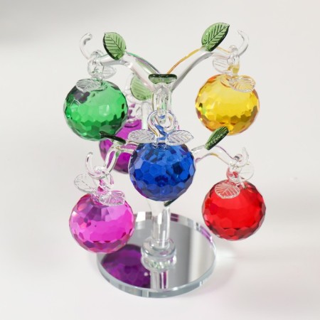 Suvenir glass "Crystal apple tree with colored apples" 14x14x17 cm-4