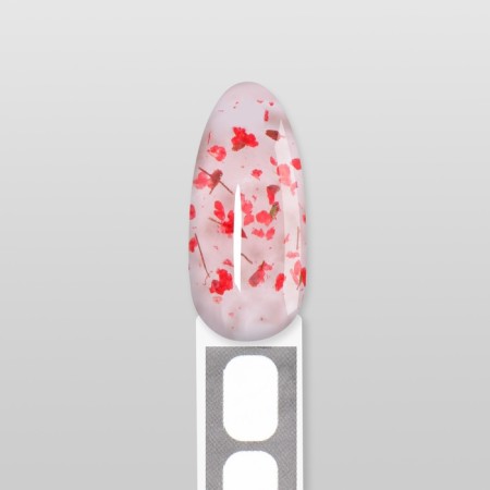 Building gel, with dried flowers, 3 phase, 9 g, led/uv, transparent/red color-8
