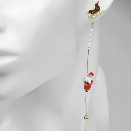 New Year! Earrings "New Year" hanging, Santa Claus, colored in gold-2