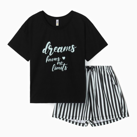 Female-home set (T-shirt, shorts), Black-Timnet strip color, river 42-4