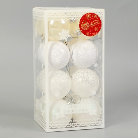 Set of balls plastic D-6 cm, 16 pcs "Melody" Pattering Cod, White-1