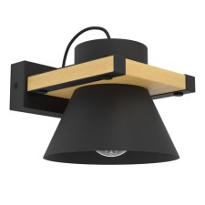 Bra MacCles, 1x15W, E27, H150, steel, wood, black, brown