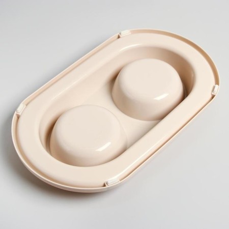 Animal bowl "Moore-humu" 0.3l double on the stand, light-beige-5