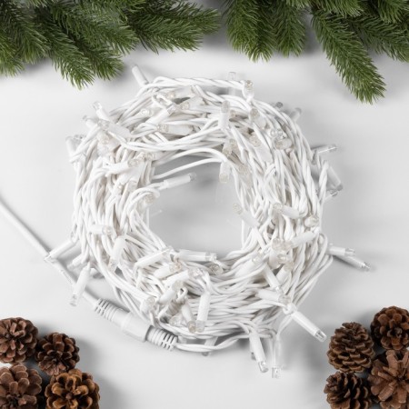 Garland “thread” 10 m, IP65, UMS, white rubber thread, 100 LED, white glow, flicker, 220 V-1