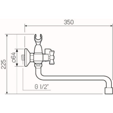 Bath mixer "RMS" SL118-140, two-wound, shower set, zinc, chrome-4
