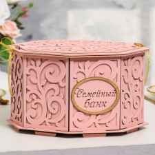 Family bank with monograms, powder, MDF, 27x27x16.5 cm