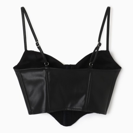 Women's leather corset, mist, p. M, black-10