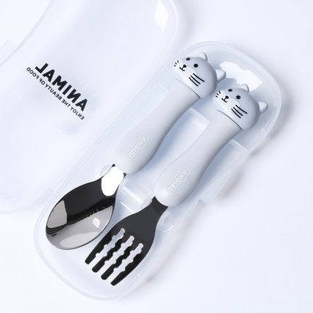 A set of children's cutlery in the Cossack "kittens", fork, spoon-4