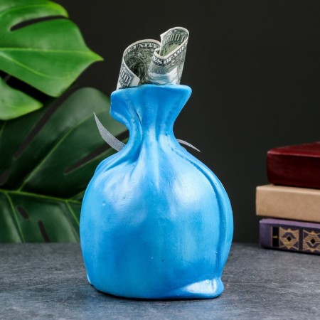 Pig a piggy bank "Bag - for good deeds" Blue, 17cm-3