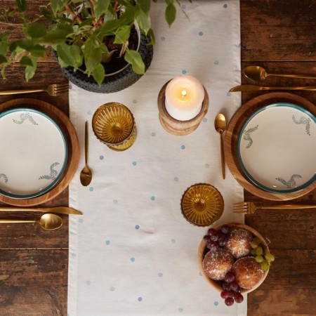 The path to the Ethel table, forget -me -nots 40x149cm, 100% cotton, sarzha 190 g/m2-2