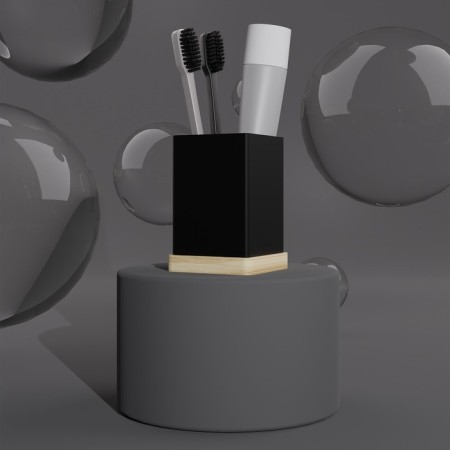 A set of accessories for the bathroom "Agat", 4 items (dispenser, soap dish, 2 glasses), black color-11