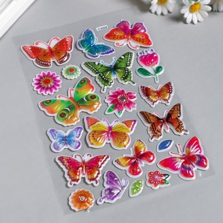 Plastic sticker with sparkles convex "butterflies" 29x16 cm-2