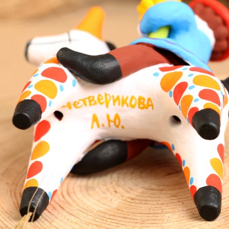 Дымковская игрушка "Всадник с букетом", 16 см-7