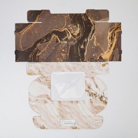 Box for eclairs, confectionery packaging, 4 inserts, “marble”, 20 x 15 x 5 cm-3